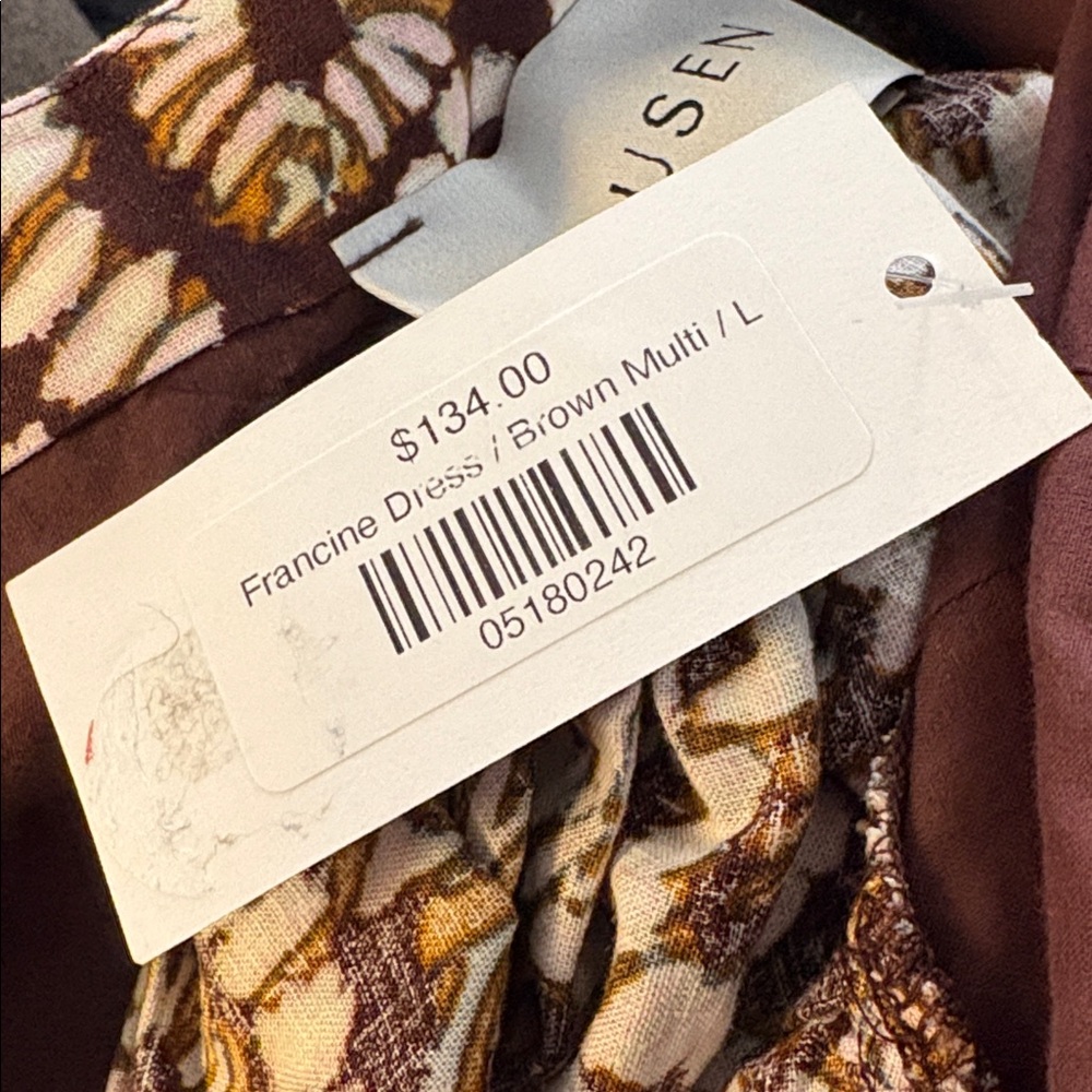 Boho Floral Smocked Midi Dress in Brown - Picture 6 of 6